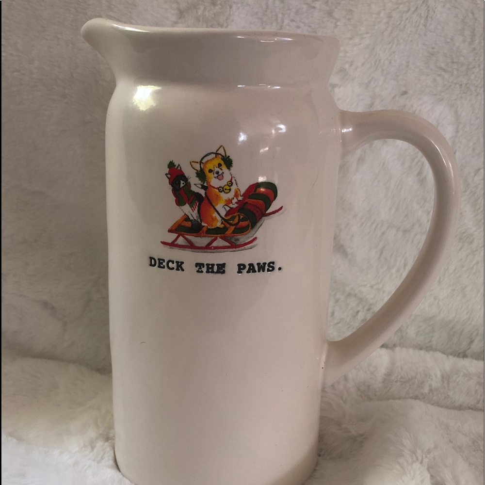 Rae Dunn Deck The Paws Christmas Pitcher